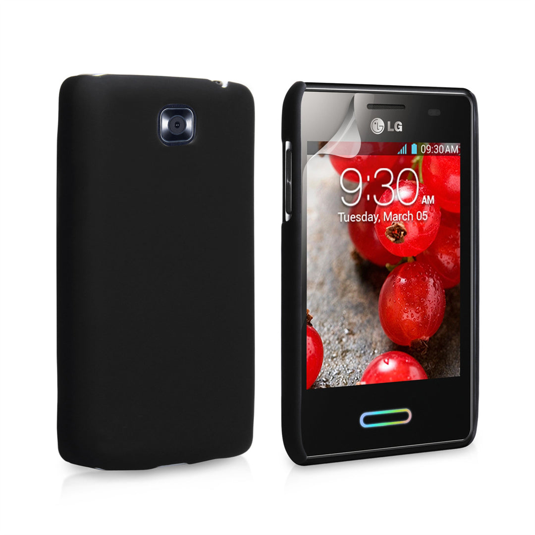 YouSave Accessories LG Optimus L3 II Black Hard Hybrid Case 