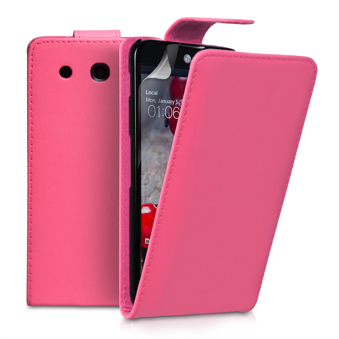 YouSave Accessories LG G Pro Leather Effect Flip Case - Hot Pink