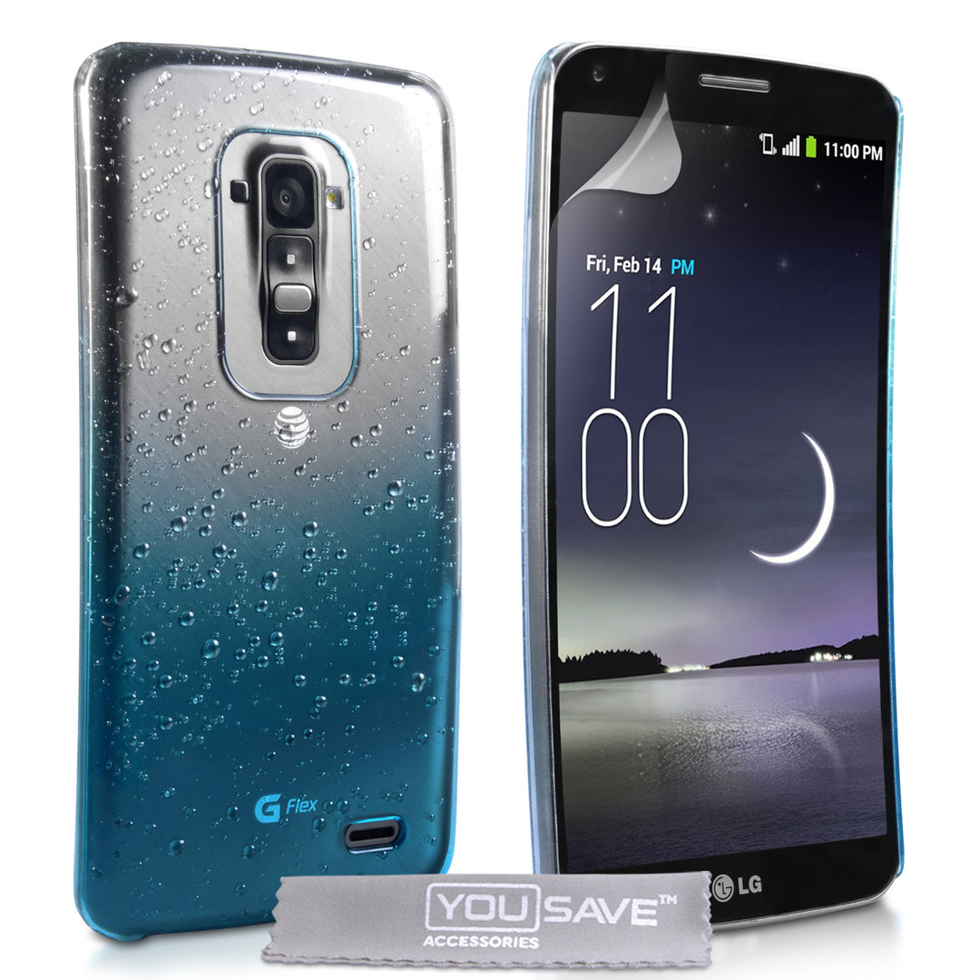 YouSave Accessories LG G Flex Raindrop Hard Case - Blue-Clear