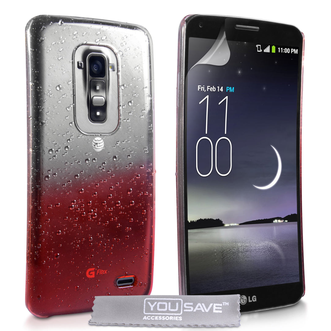 YouSave Accessories LG G Flex Raindrop Hard Case - Red-Clear