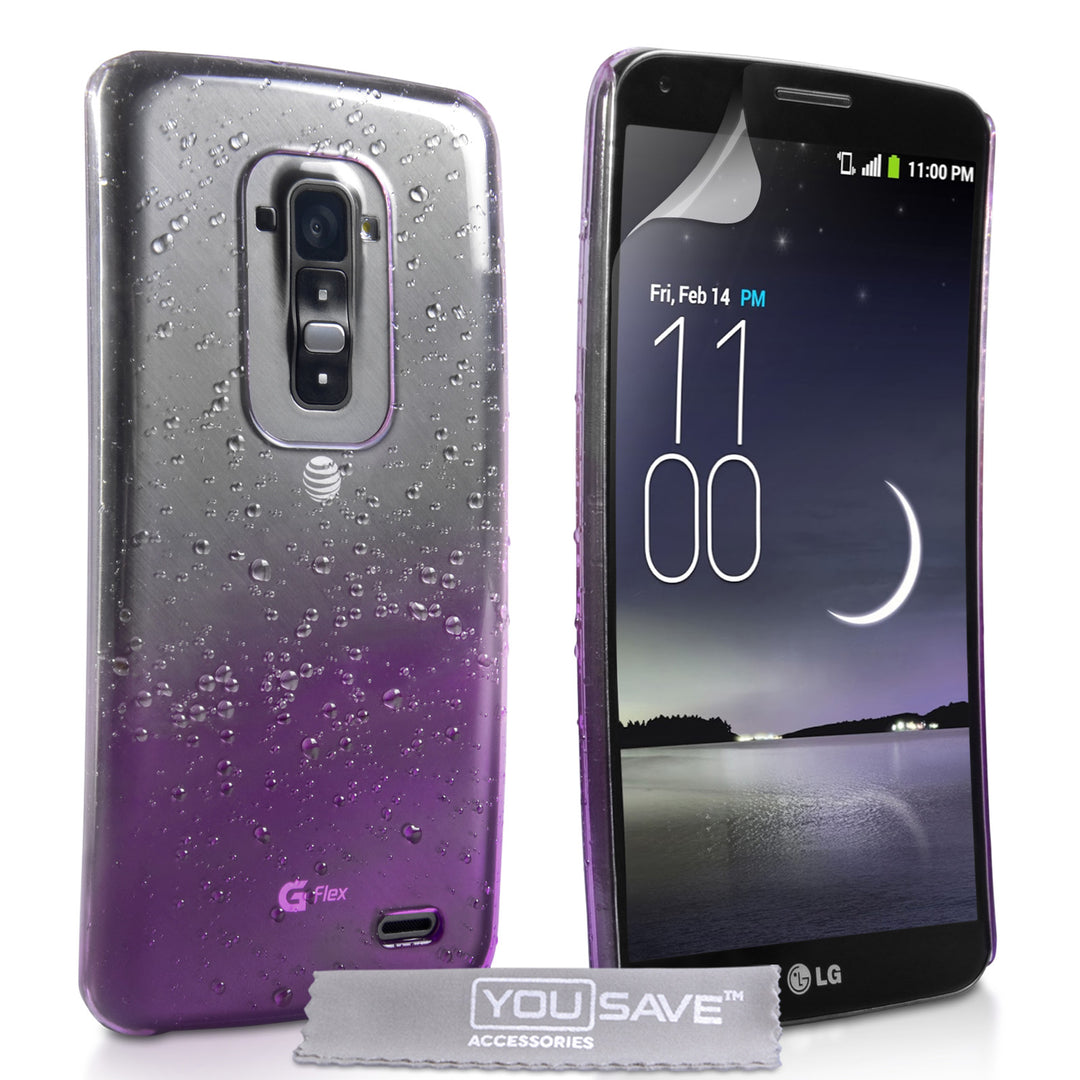 YouSave Accessories LG G Flex Raindrop Hard Case - Purple-Clear