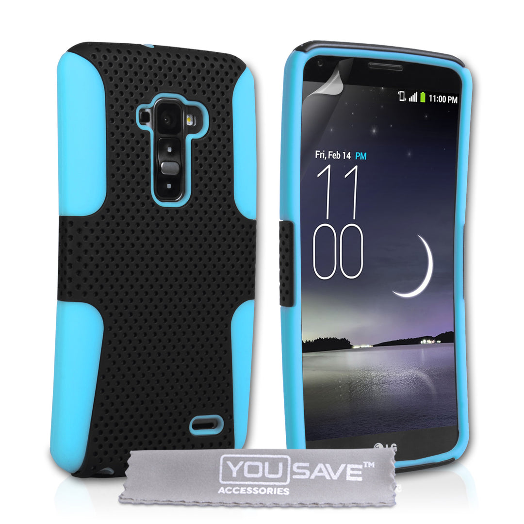 YouSave LG G Flex Tough Mesh Combo Silicone Case - Blue-Black