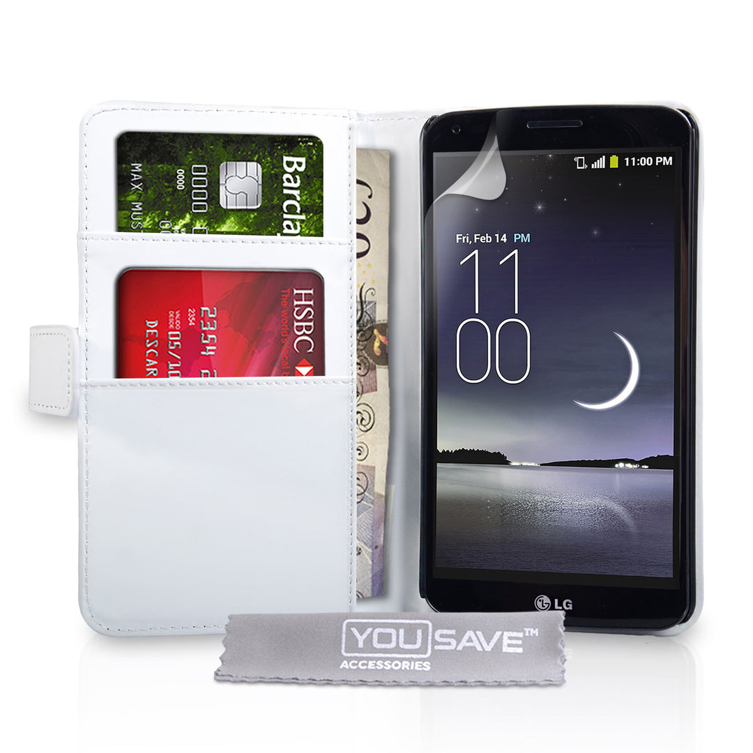 YouSave Accessories LG G Flex Leather-Effect Wallet Case - White
