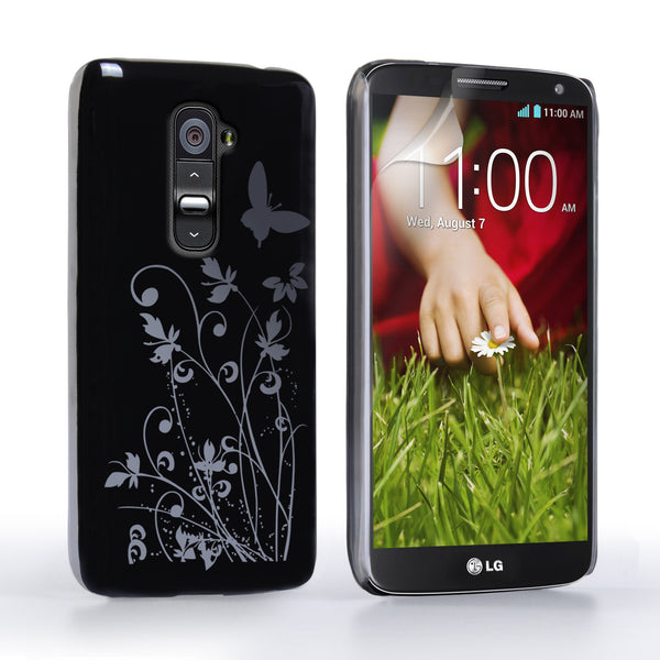 YouSave LG G2 Mini Floral Butterfly Hard Case - Black-Silver