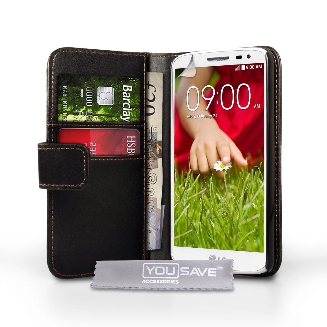 YouSave Accessories LG G2 Mini Leather-Effect Wallet Case - Black