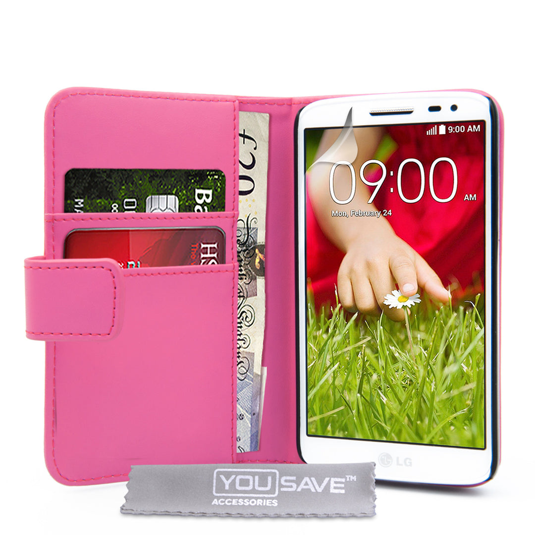 YouSave Accessories LG G2 Mini Leather-Effect Wallet Case - Hot Pink