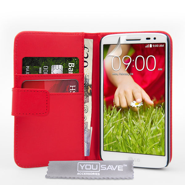 YouSave Accessories LG G2 Mini Leather-Effect Wallet Case - Red