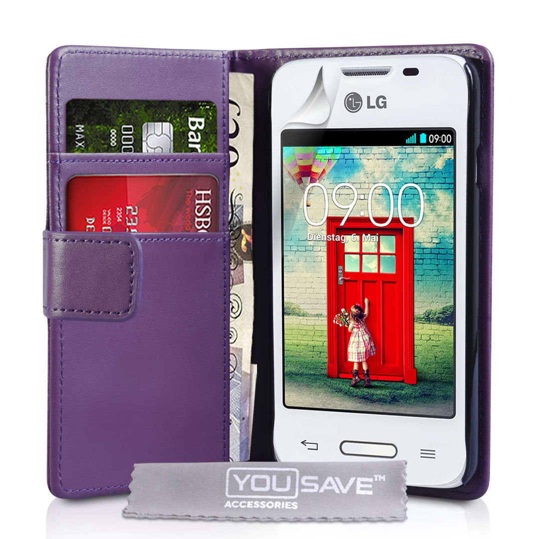 YouSave LG L40 Leather-Effect Wallet Case - Purple