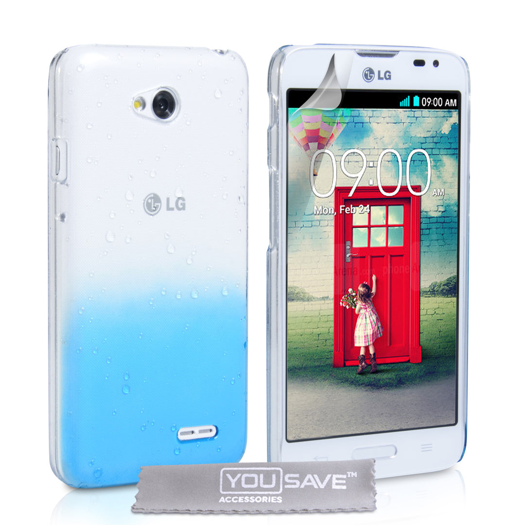 YouSave Accessories LG L70 Raindrop Hard Case - Blue-Clear
