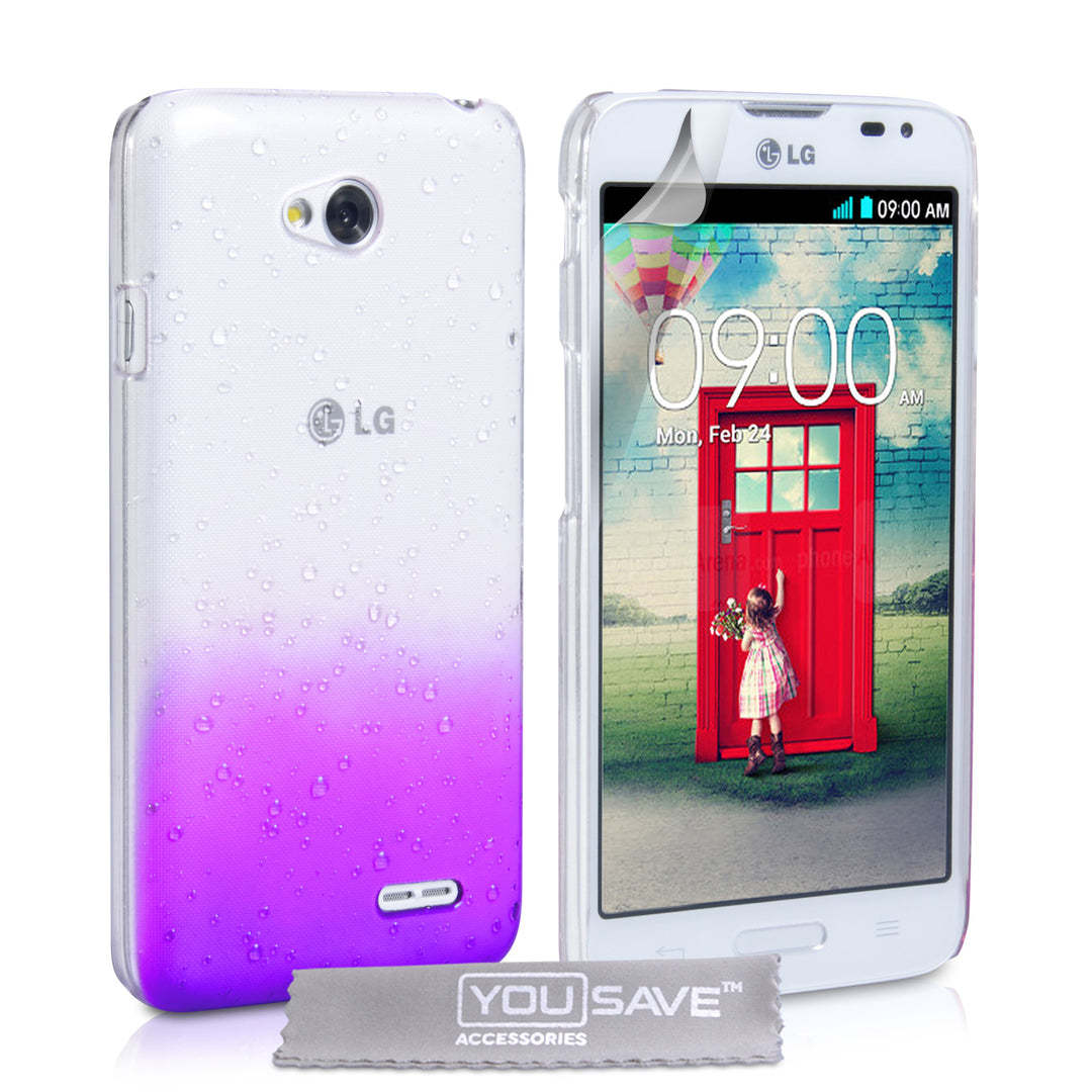 YouSave Accessories LG L70 Raindrop Hard Case - Purple-Clear