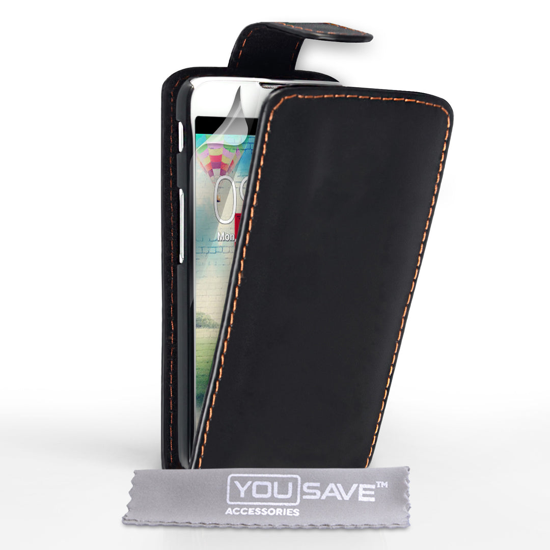 YouSave Accessories LG L70 Leather-Effect Flip Case - Black