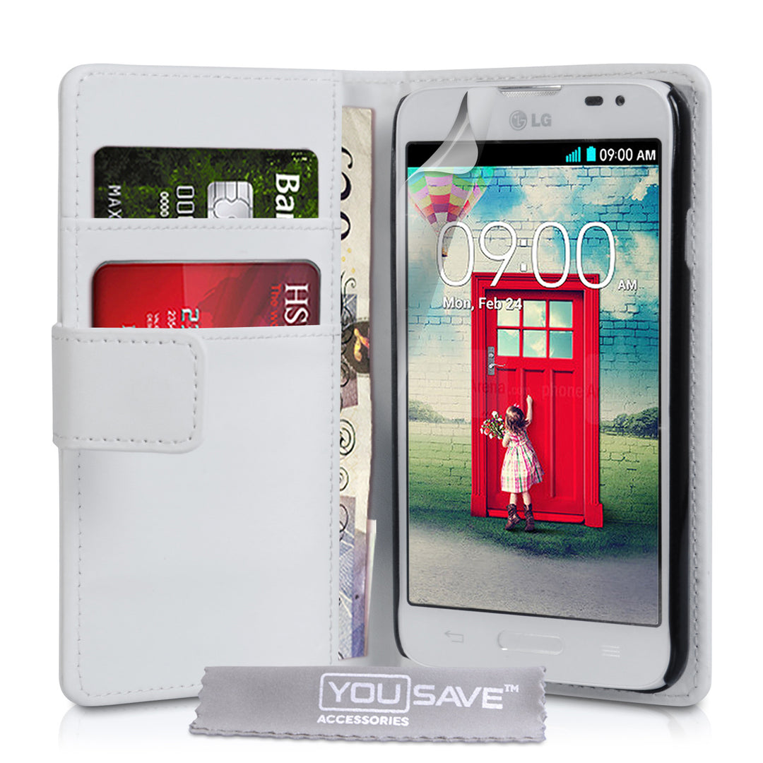 YouSave Accessories LG L70 Leather-Effect Wallet Case - White