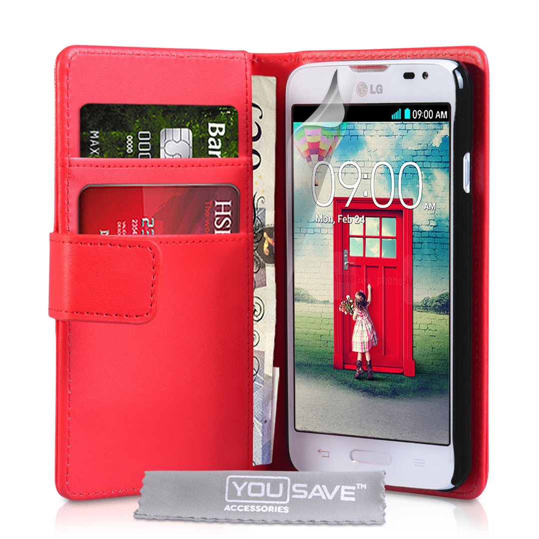 YouSave Accessories LG L70 Leather-Effect Wallet Case - Red