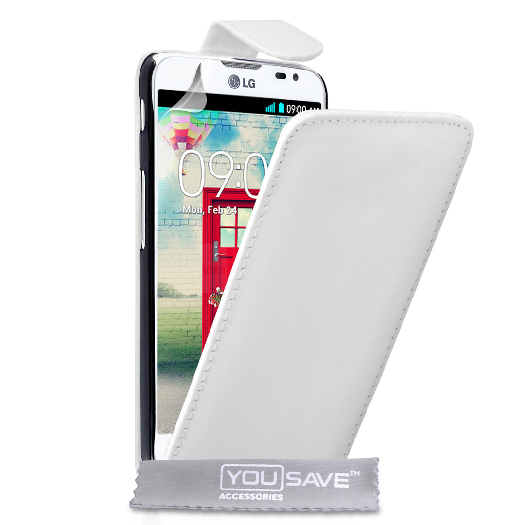 YouSave Accessories LG L90 Leather-Effect Flip Case - White
