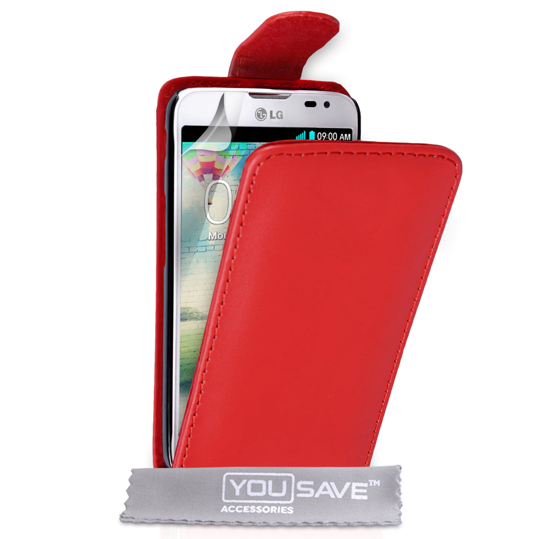YouSave Accessories LG L90 Leather-Effect Flip Case - Red