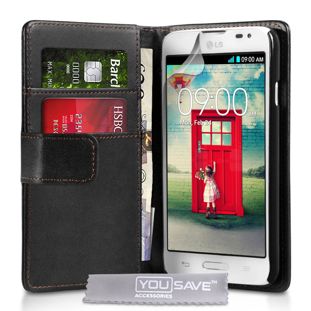YouSave Accessories LG L90 Leather-Effect Wallet Case - Black