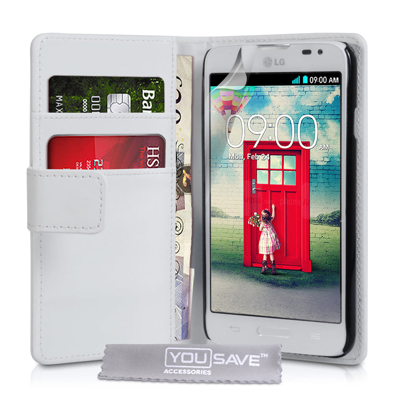 YouSave Accessories LG L90 Leather-Effect Wallet Case - White