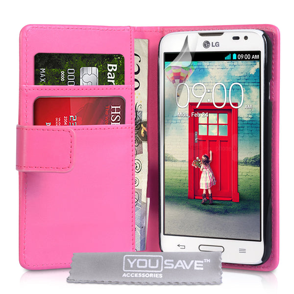 YouSave Accessories LG L90 Leather-Effect Wallet Case - Hot Pink