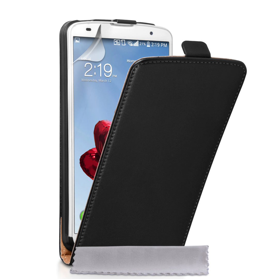 Caseflex LG G Pro 2 Real Leather Flip Case - Black