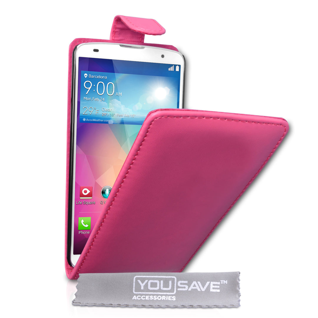 YouSave Accessories LG G Pro 2 Leather-Effect Flip Case - Hot Pink
