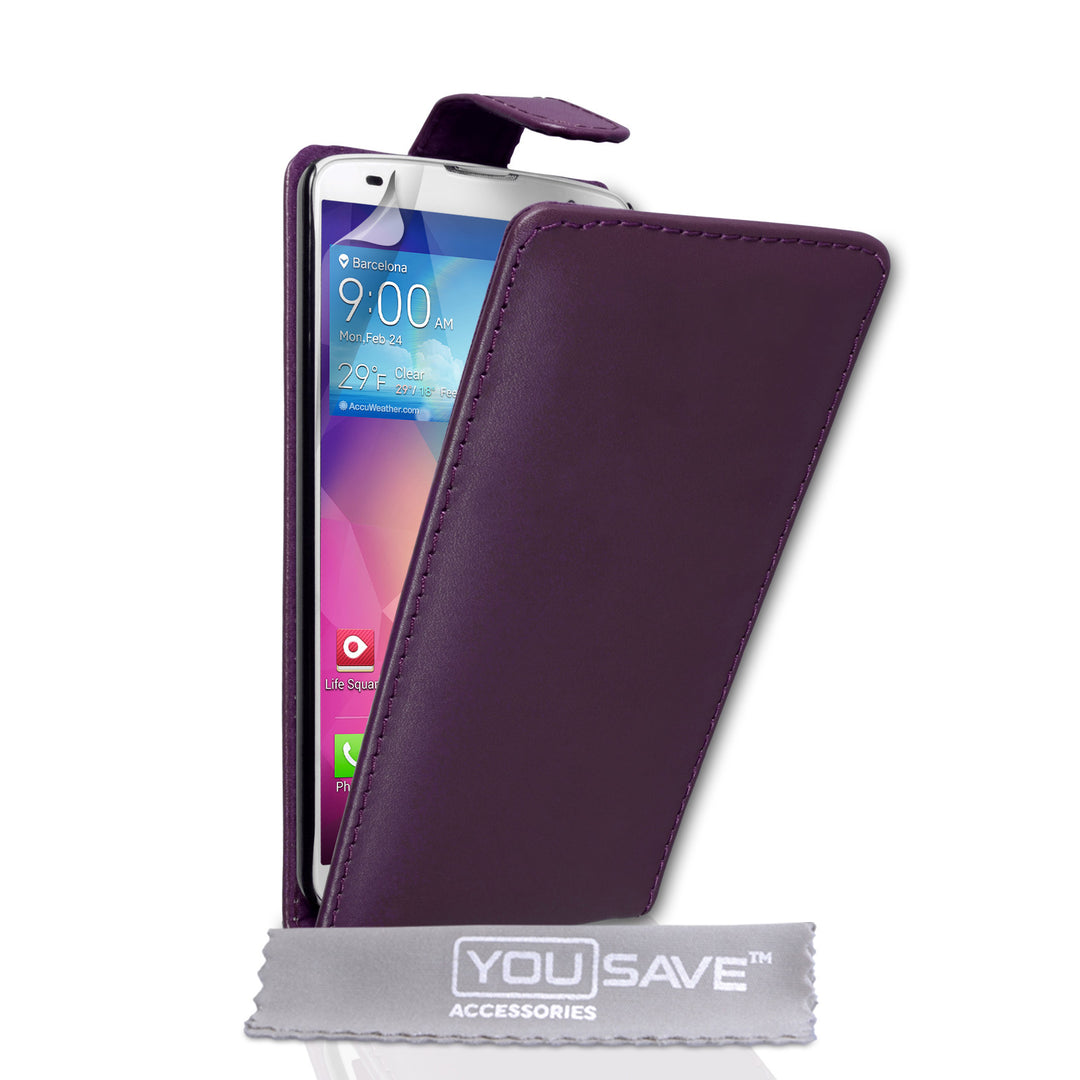 YouSave Accessories LG G Pro 2 Leather-Effect Flip Case - Purple