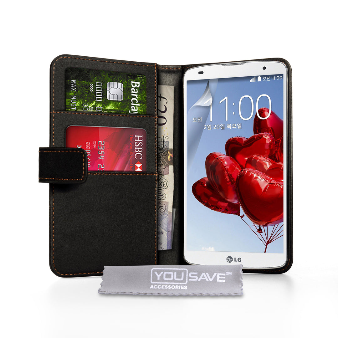 YouSave Accessories LG G Pro 2 Leather-Effect Wallet Case - Black