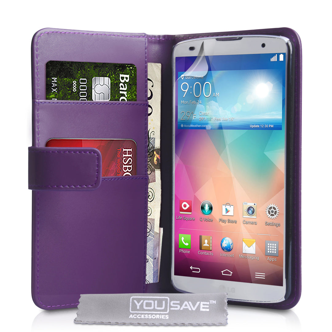 YouSave Accessories LG G Pro 2 Leather-Effect Wallet Case - Purple