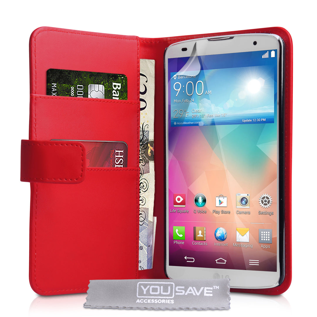 YouSave Accessories LG G Pro 2 Leather-Effect Wallet Case - Red