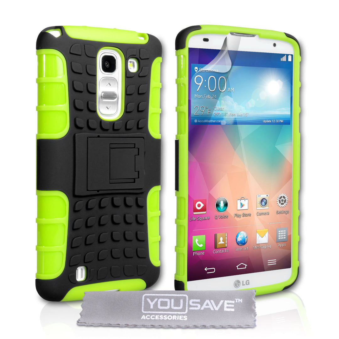 YouSave Accessories LG G Pro 2 Stand Combo Case - Green / Black