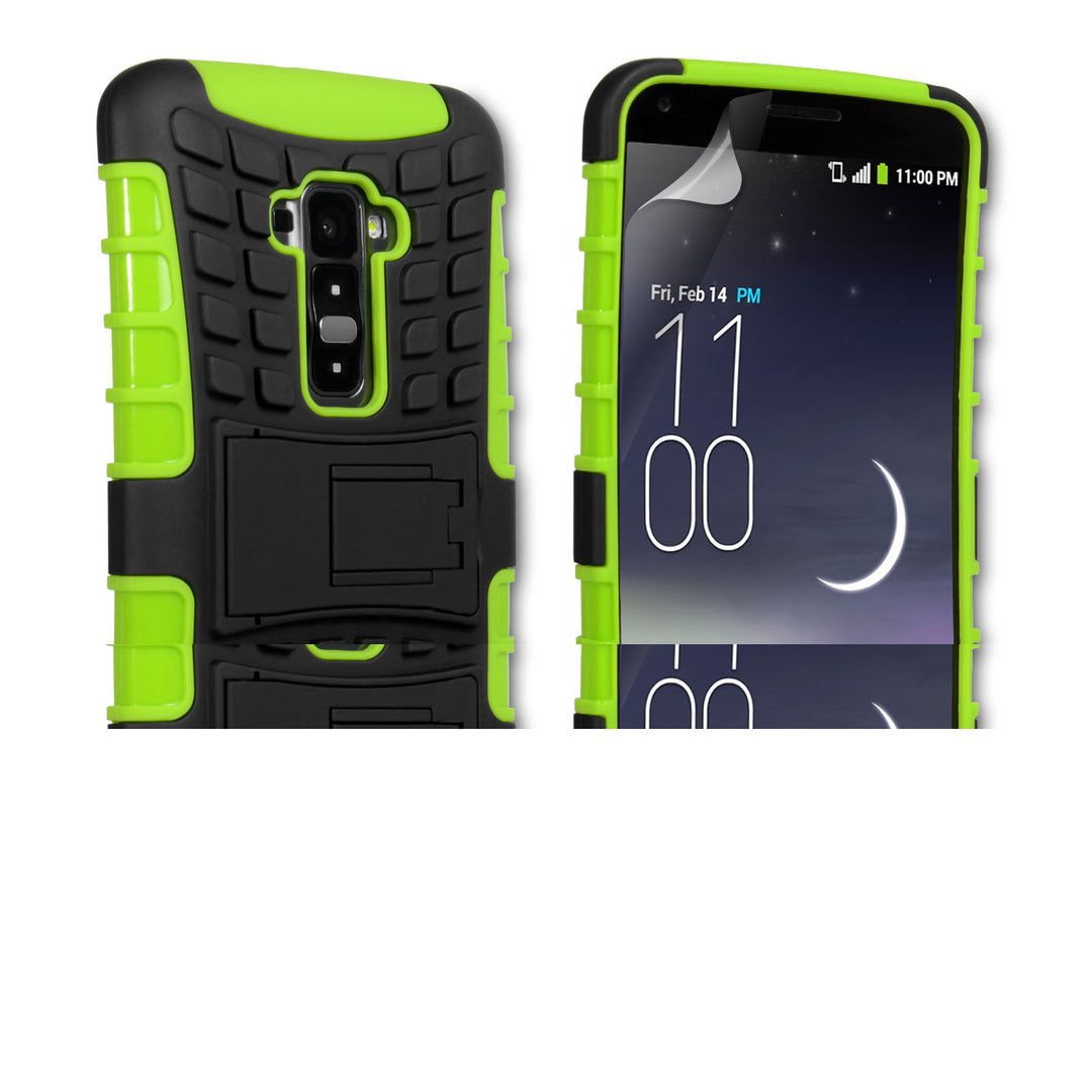 YouSave Accessories LG G Flex Stand Combo Case - Green / Black