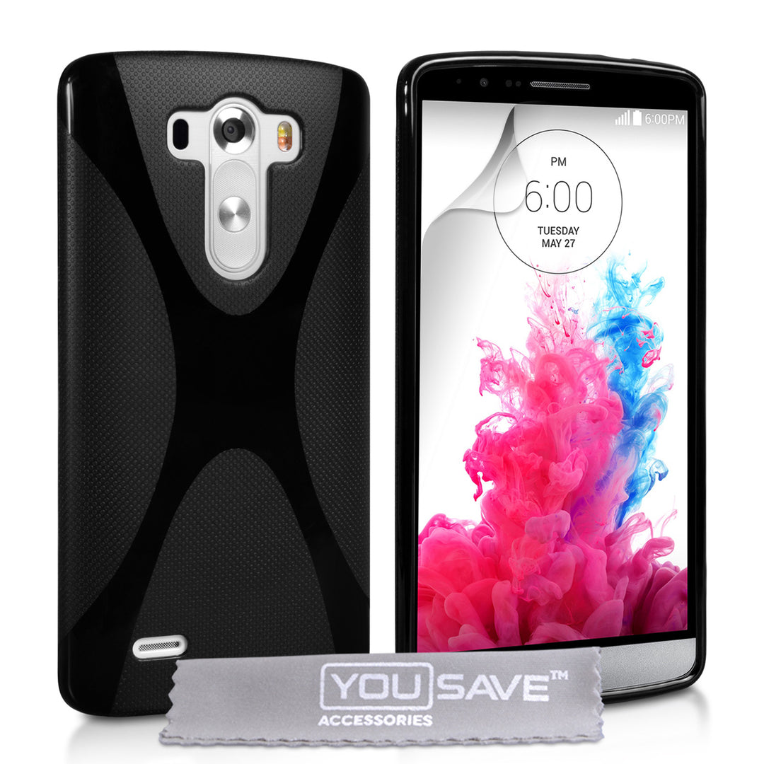 YouSave Accessories LG G3 Silicone Gel X-Line Case - Black