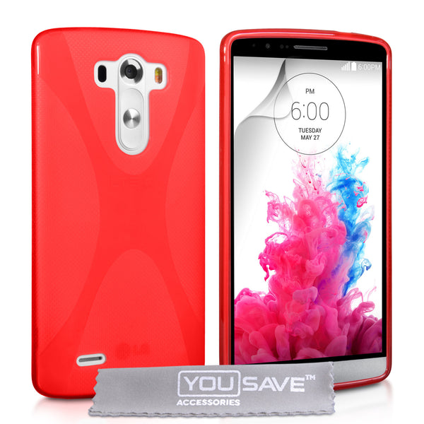 YouSave Accessories LG G3 Silicone Gel X-Line Case - Red