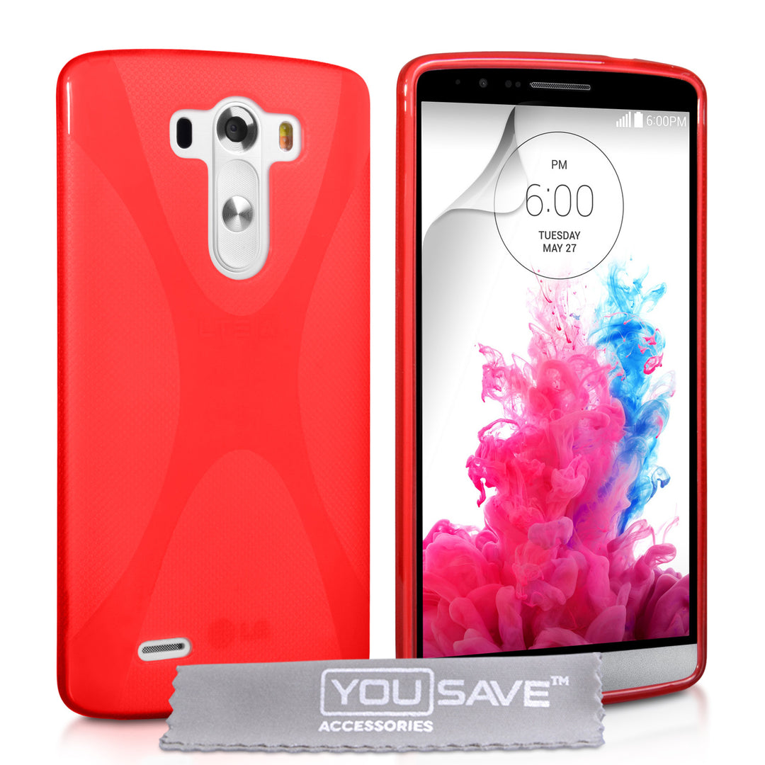 YouSave Accessories LG G3 Silicone Gel X-Line Case - Red