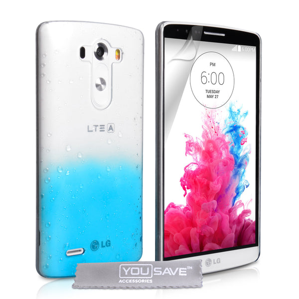 YouSave Accessories LG G3 Raindrop Hard Case - Blue-Clear