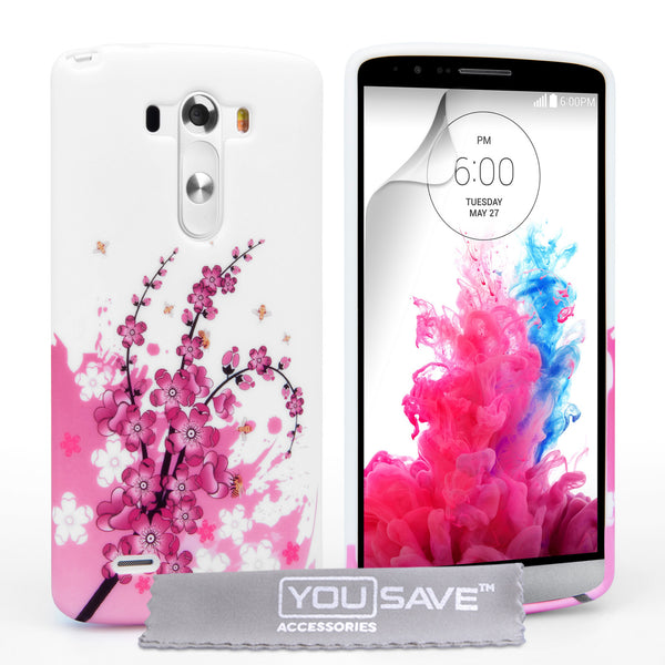 YouSave Accessories LG G3 Floral Bee Silicone Gel Case