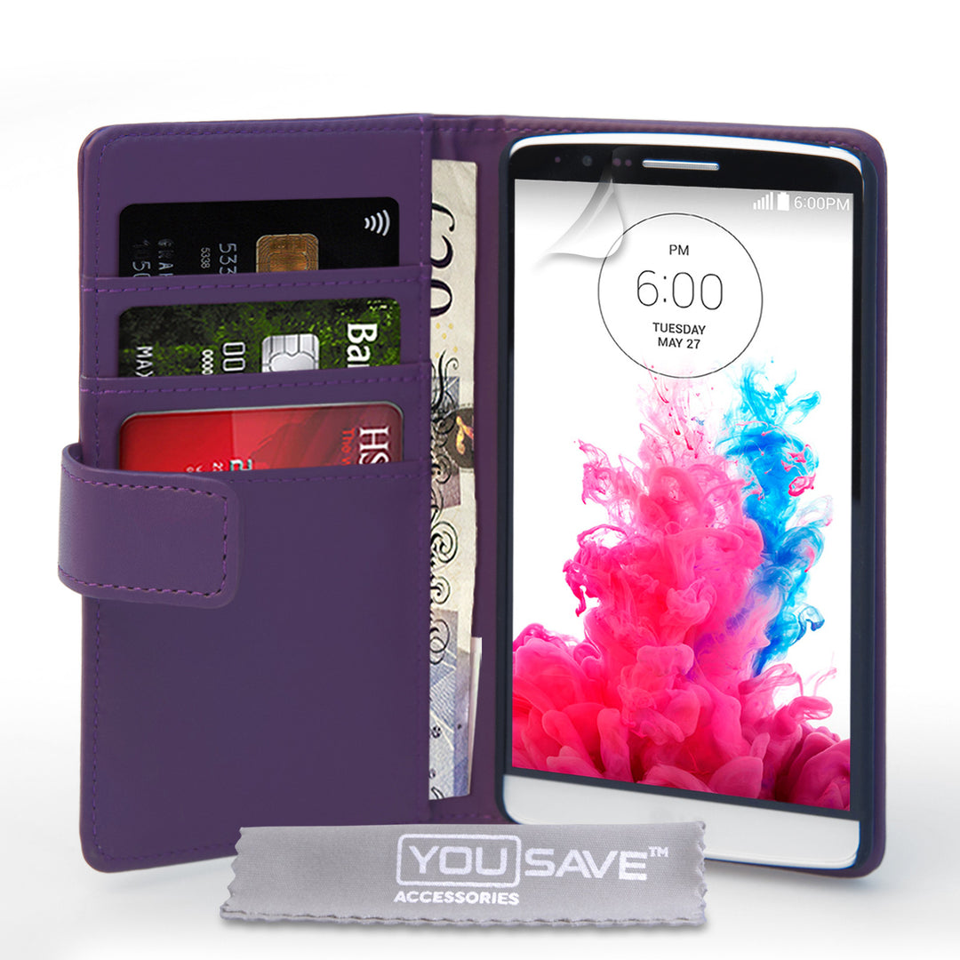 YouSave Accessories LG G3 Leather-Effect Wallet Case - Purple