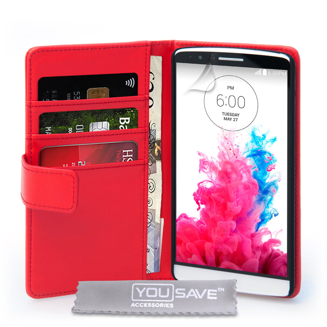 YouSave Accessories LG G3 Leather-Effect Wallet Case - Red