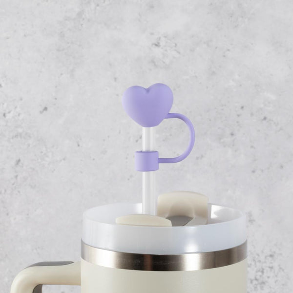 Lilac Love Heart Straw Cover Topper