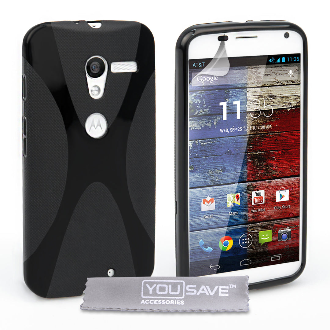 YouSave Accessories Motorola Moto X Silicone Gel X-Line Case - Black