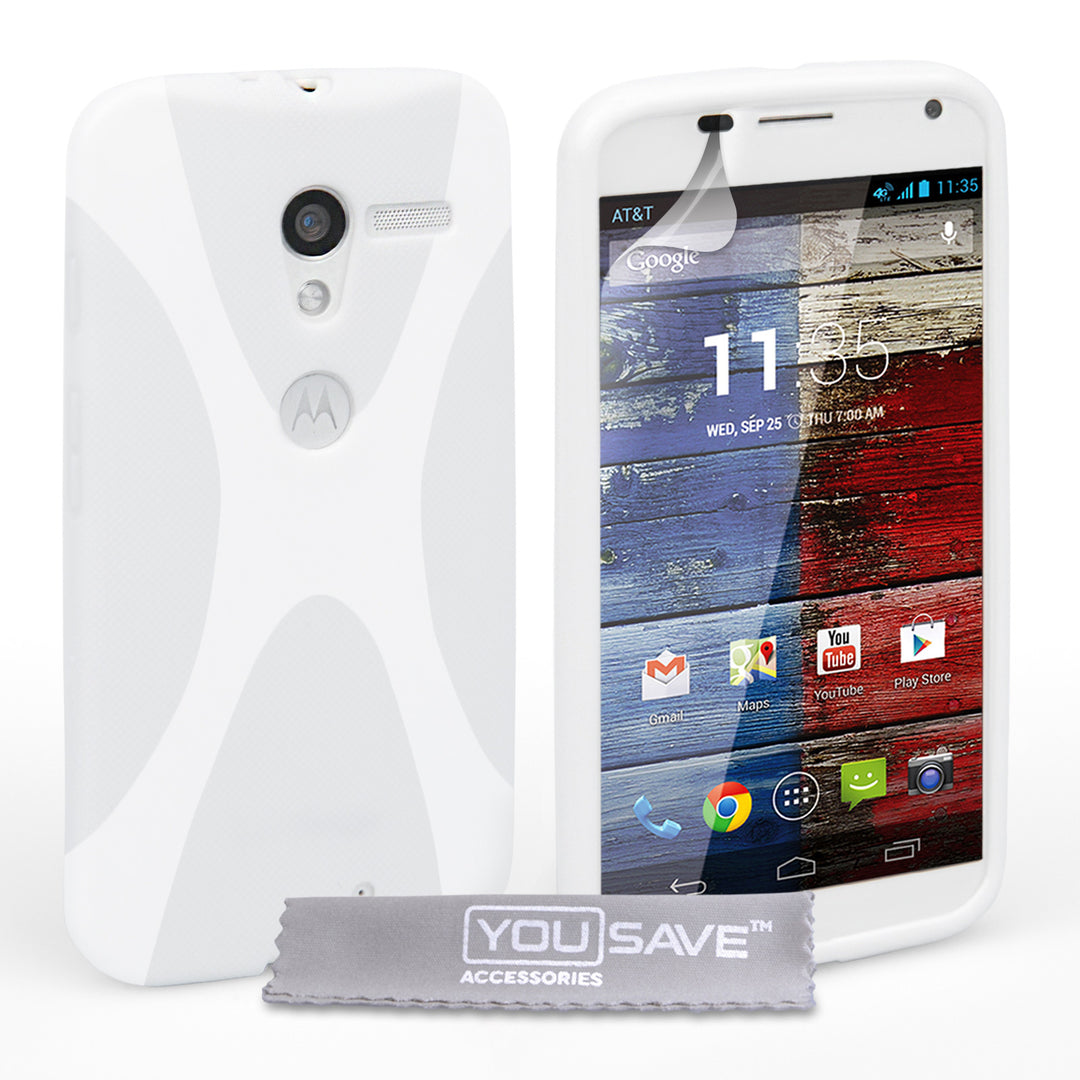 YouSave Accessories Motorola Moto X Silicone Gel X-Line Case - White