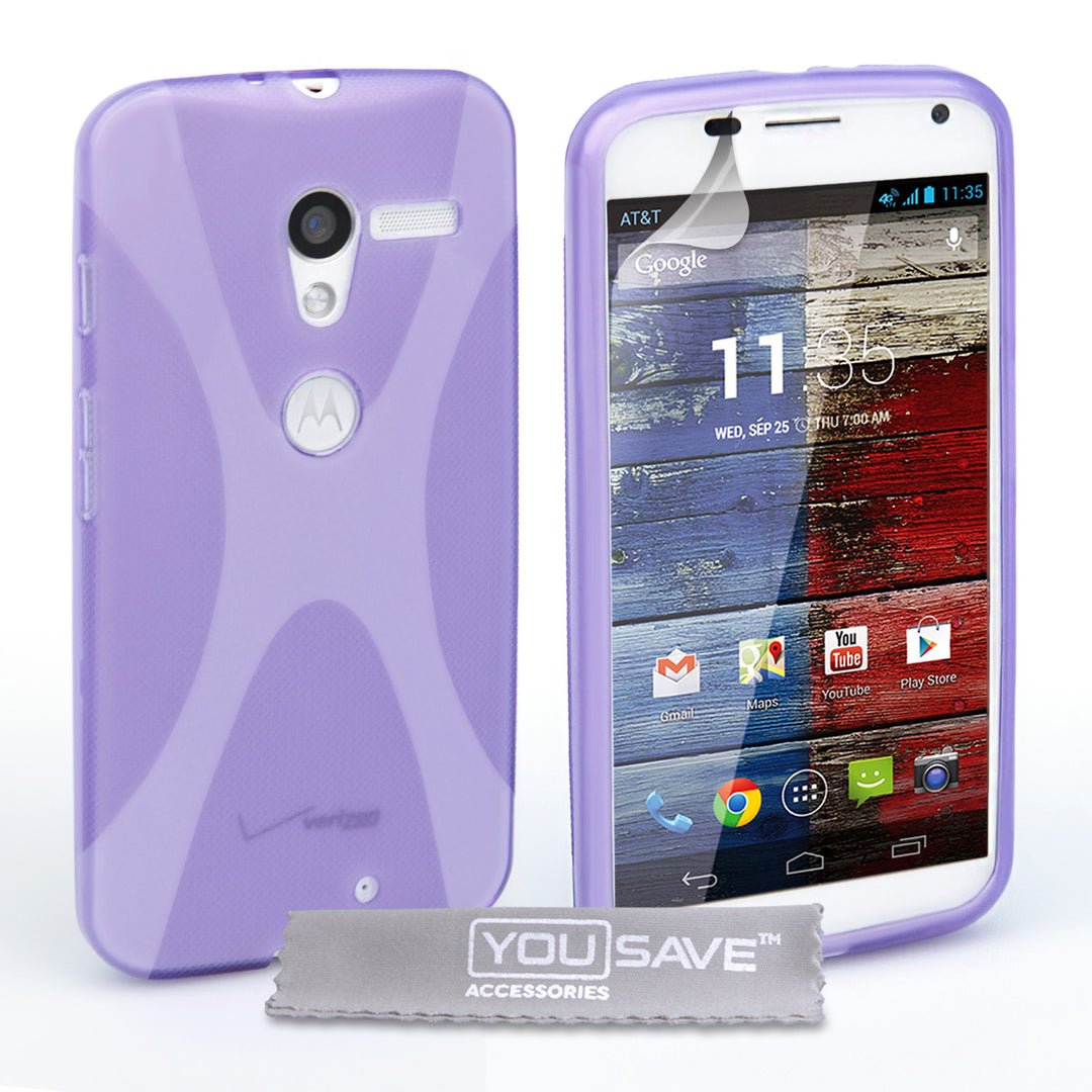 YouSave Accessories Motorola Moto X Silicone Gel X-Line Case - Purple
