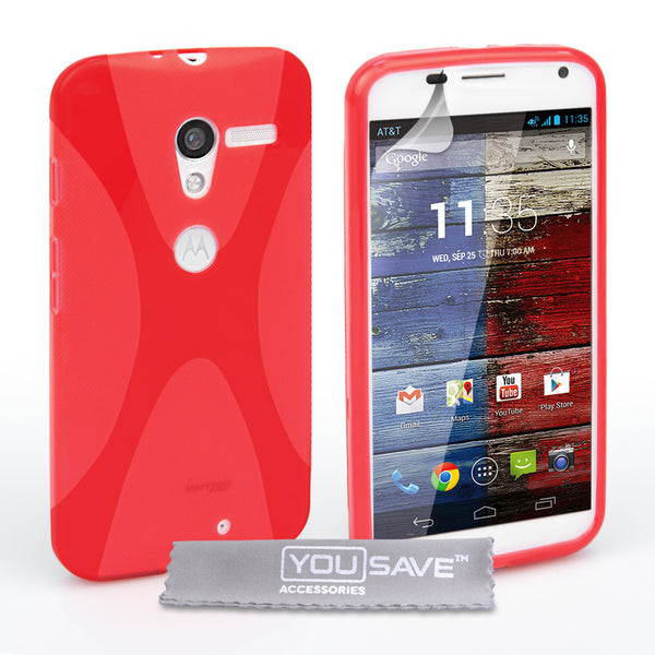YouSave Accessories Motorola Moto X Silicone Gel X-Line Case - Red