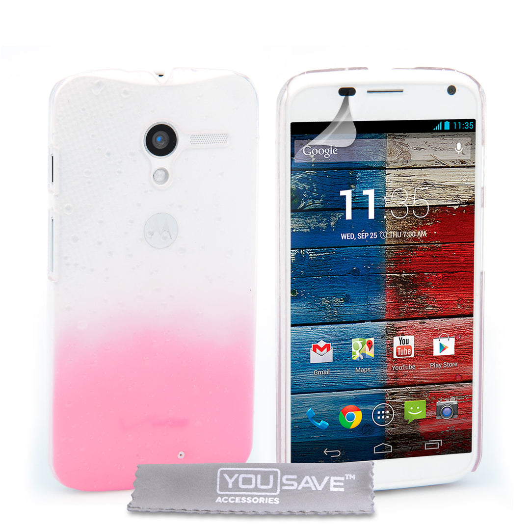 YouSave Motorola Moto X Raindrop Hard Case - Baby Pink-Clear