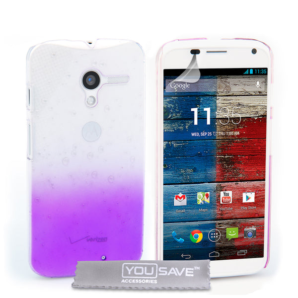 YouSave Accessories Motorola Moto X Raindrop Hard Case - Purple-Clear