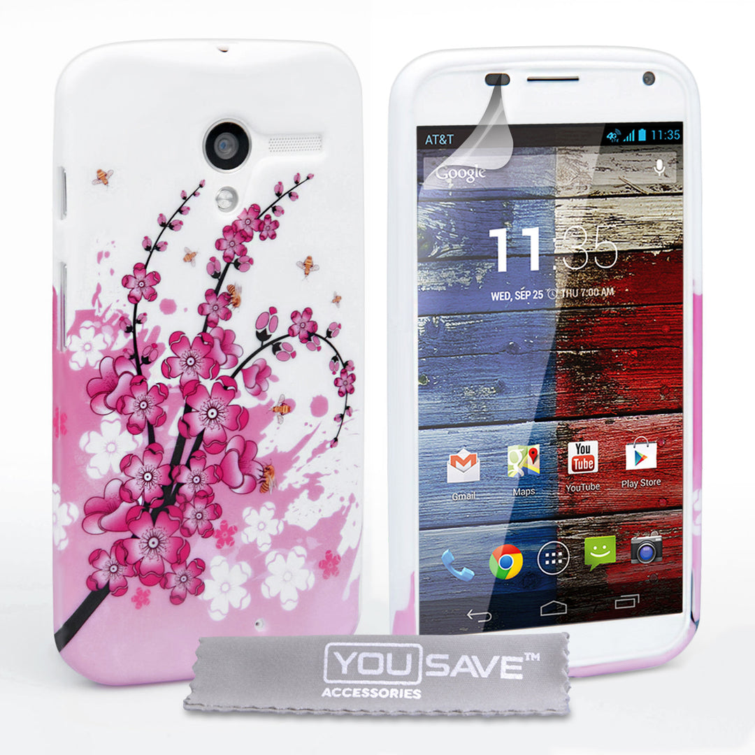 YouSave Accessories Motorola Moto X Floral Bee Silicone Gel Case