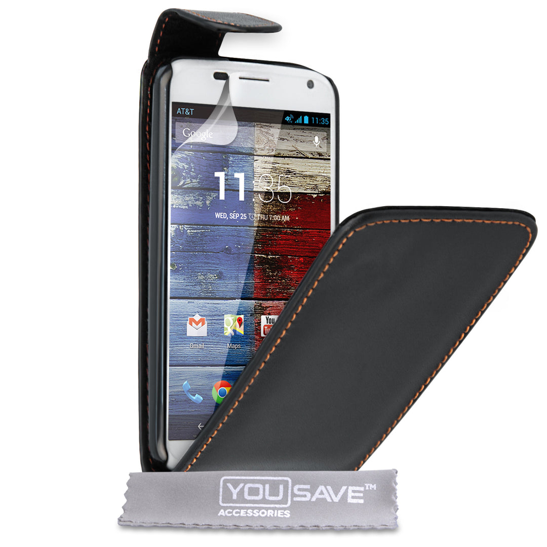 YouSave Accessories Motorola Moto X Leather-Effect Flip Case - Black