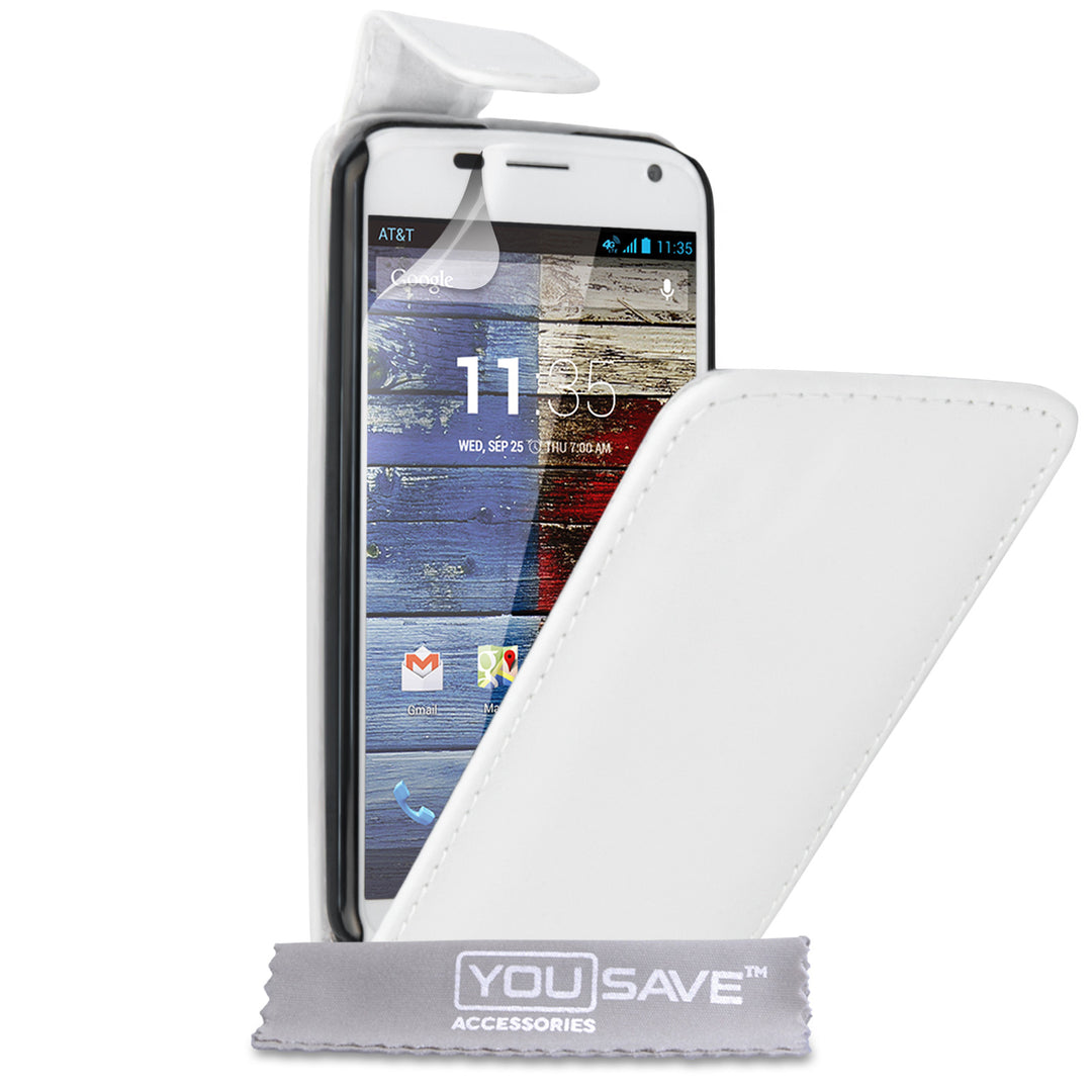 YouSave Accessories Motorola Moto X Leather-Effect Flip Case - White