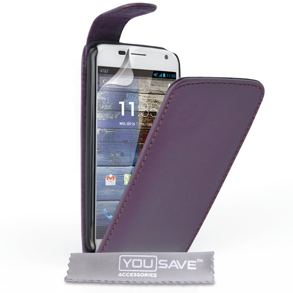 YouSave Accessories Motorola Moto X Leather-Effect Flip Case - Purple