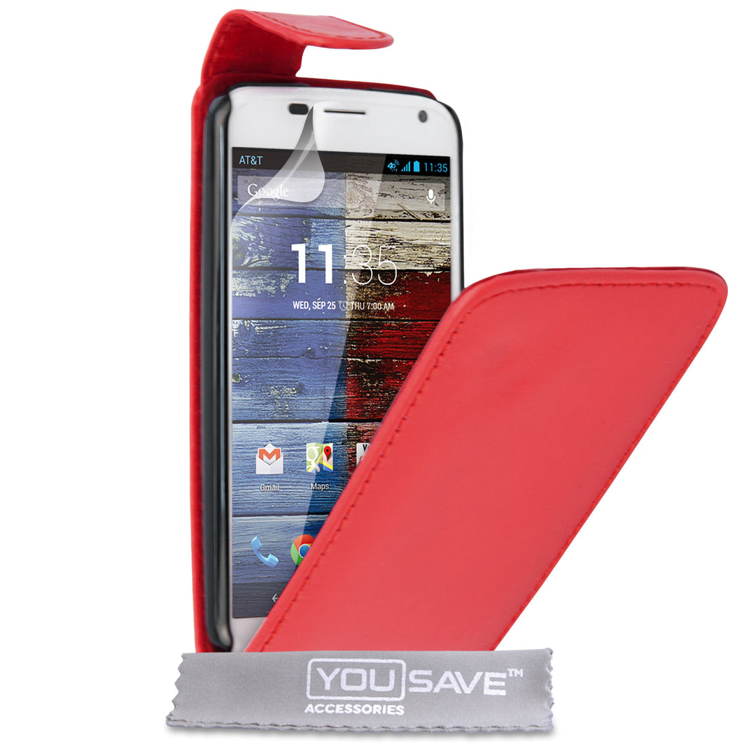 YouSave Accessories Motorola Moto X Leather-Effect Flip Case - Red