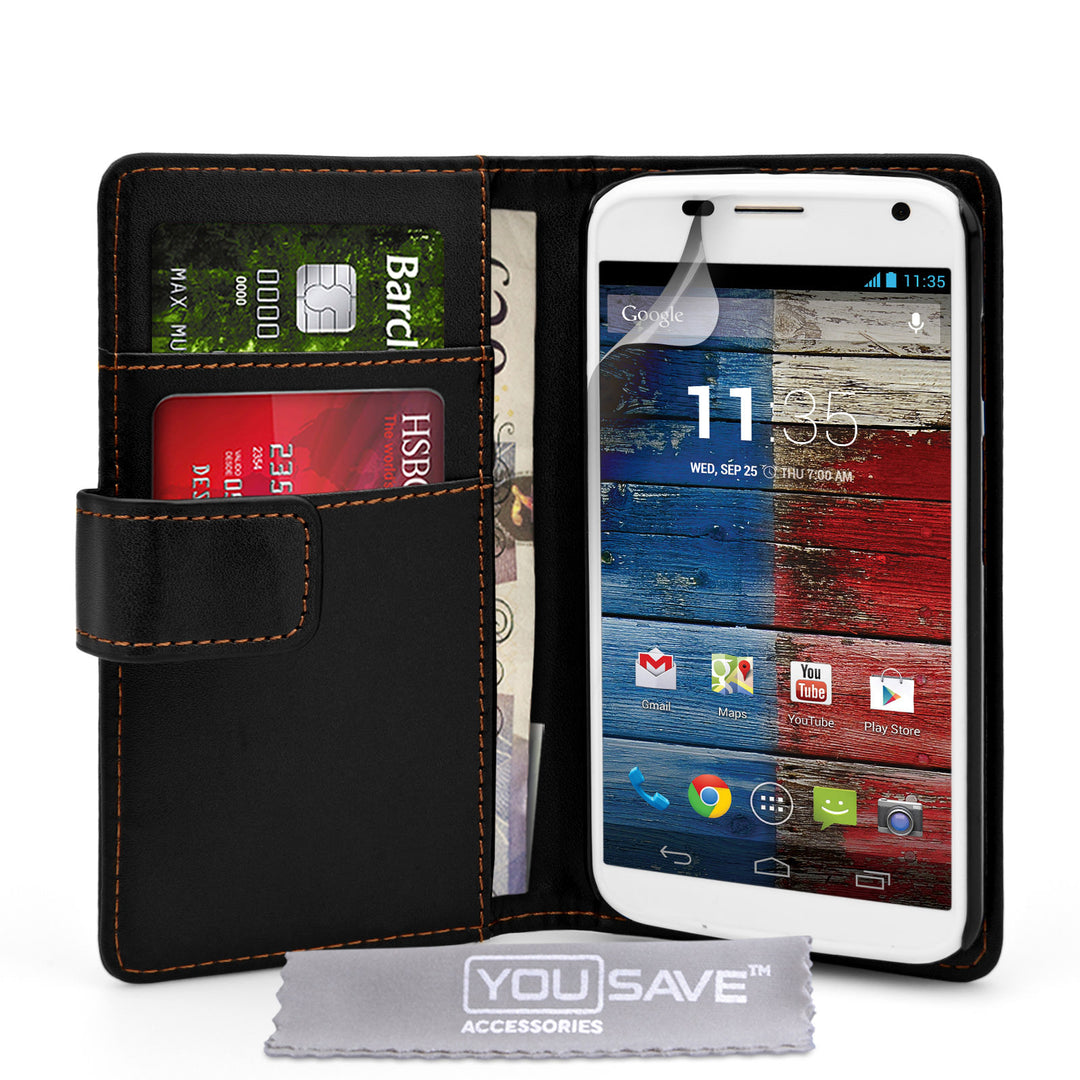 YouSave Accessories Motorola Moto X Leather-Effect Wallet Case - Black
